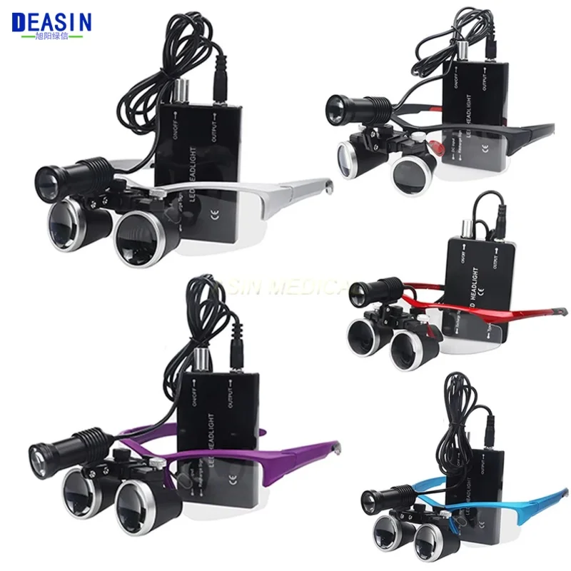 NEW Dental Loupes 2.5/3.5x Magnifier Lab Medical Magnification Binocular Magnifier Headlight Headlamp 5W Spot Light With Battery