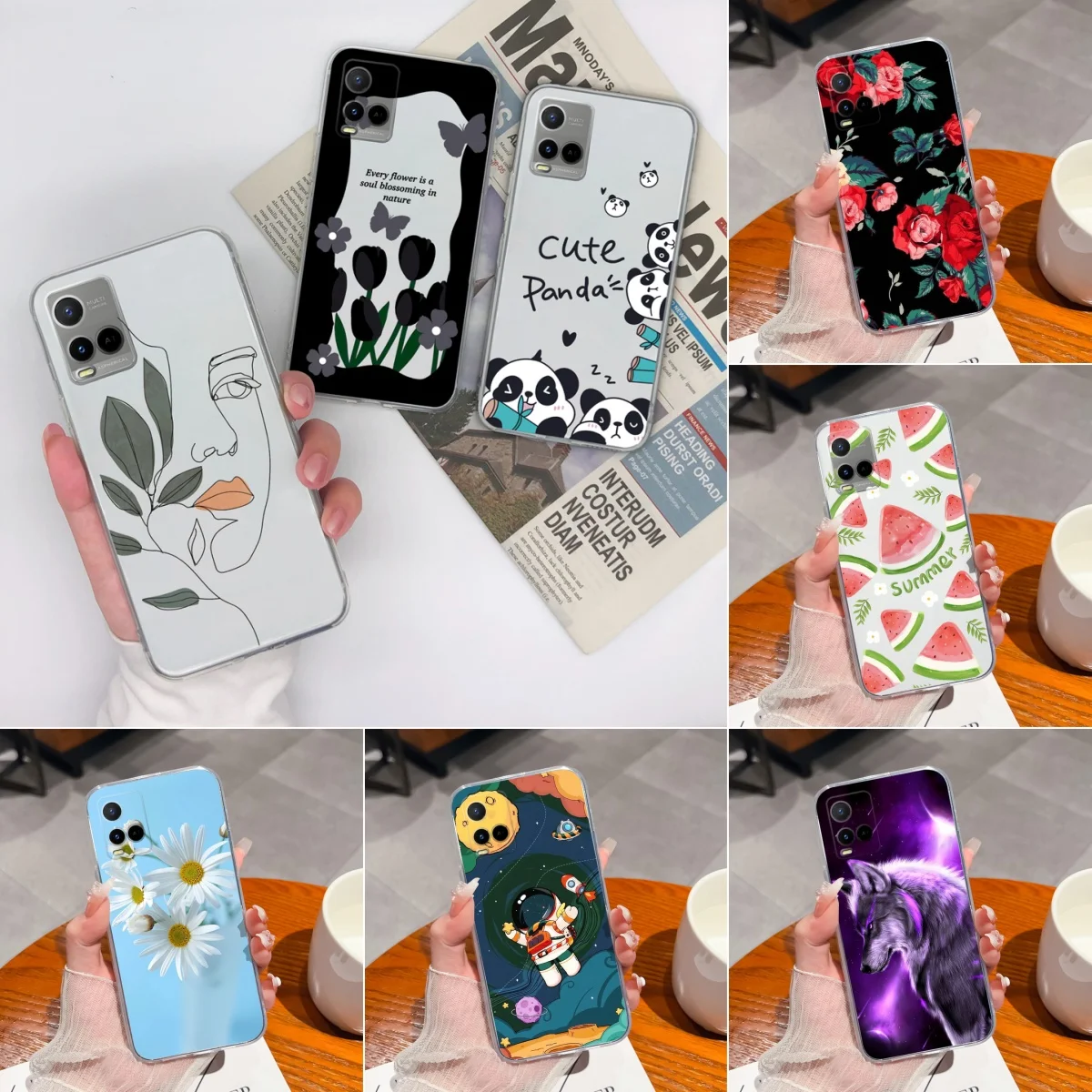 Coque For Vivo Y21 Case Clear Soft Silicone TPU Phone Cover For Vivo Y21S Y 33S Y33 T Cartoon Cute Panda Shockproof Bumper Funda