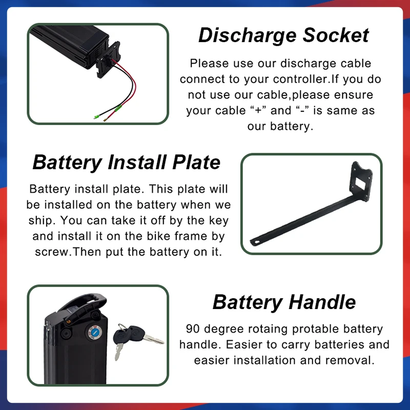 18650 Li-ion Battery Pack 36V 10000mAh Portable Suitcase Silver Fish Shell Li-ion Battery Pack for Motor 180W 250W with Charger