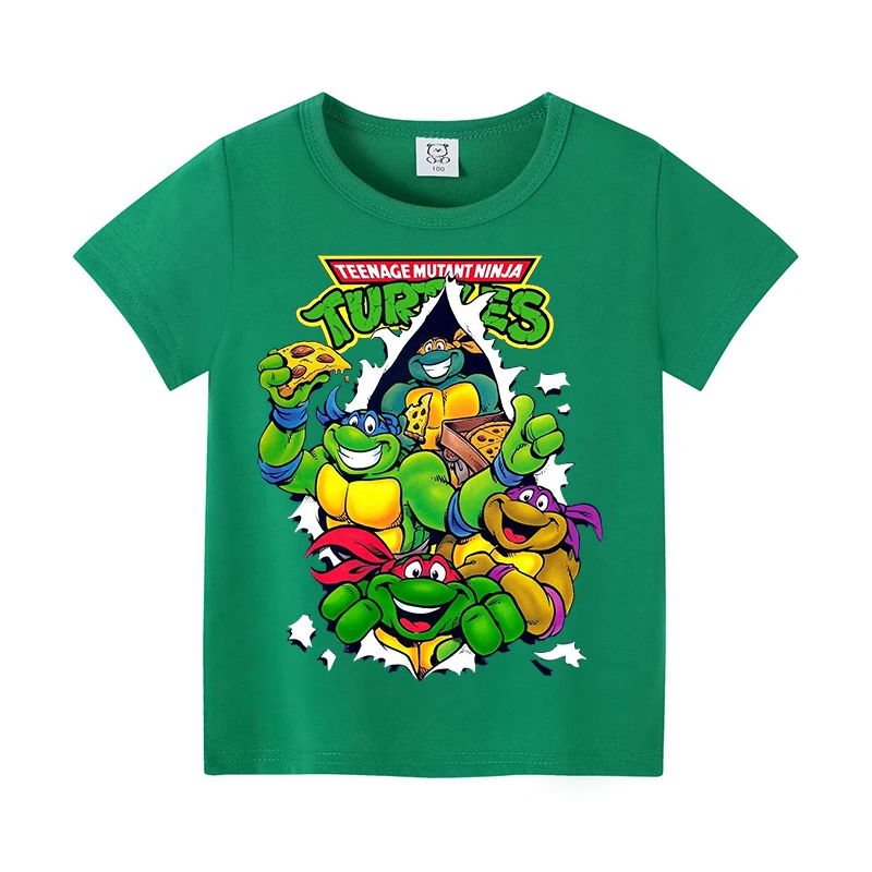 Teenage Mutant Ninja Turtles Short Sleeve Boy Summer Round Neck Green T Shirt Baby Cotton Tees Shirts Children Cartoon Clothes view 5