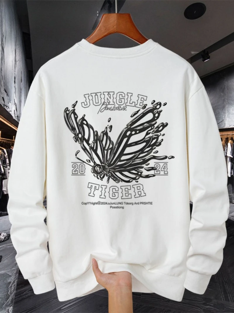 

Осень-зима 2022, толстовка с круглым вырезом, американский принт бабочки, элитная роскошь для мужчин и женщин, топ Y2k