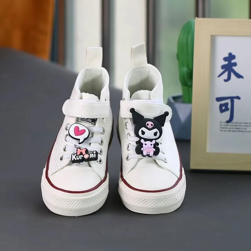 Cute Kuromi Accessories Kids Casual Canvas Shoes Spring Autumn New High Top Kids Shoes for Boys and Girls Kawaii Y2k Sneakers