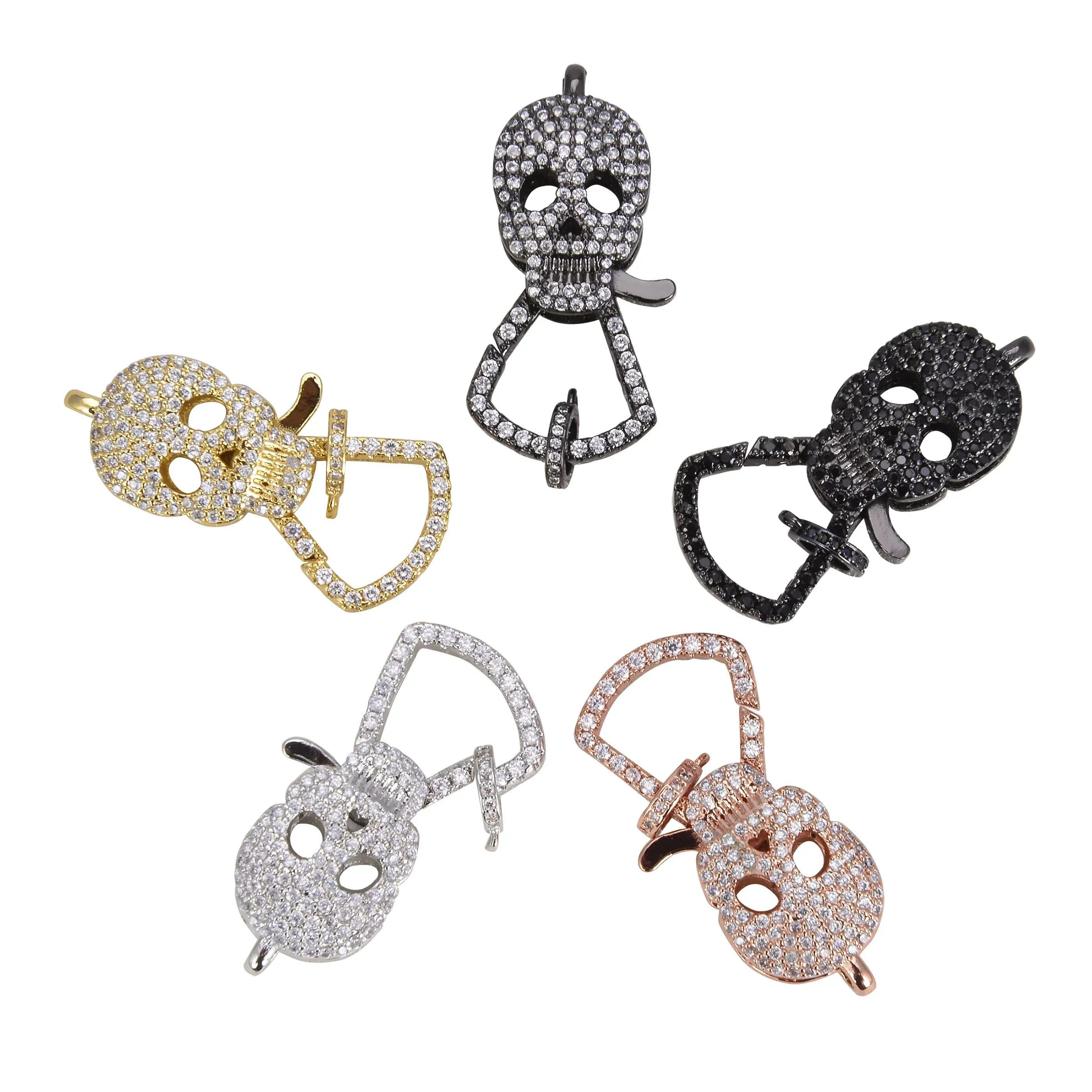 Skeleton DIY Jewelry Making Supplies Charm Lobster Clasp full zircon Metal Crystal Hooks for Women Necklace Bracelet Accessories