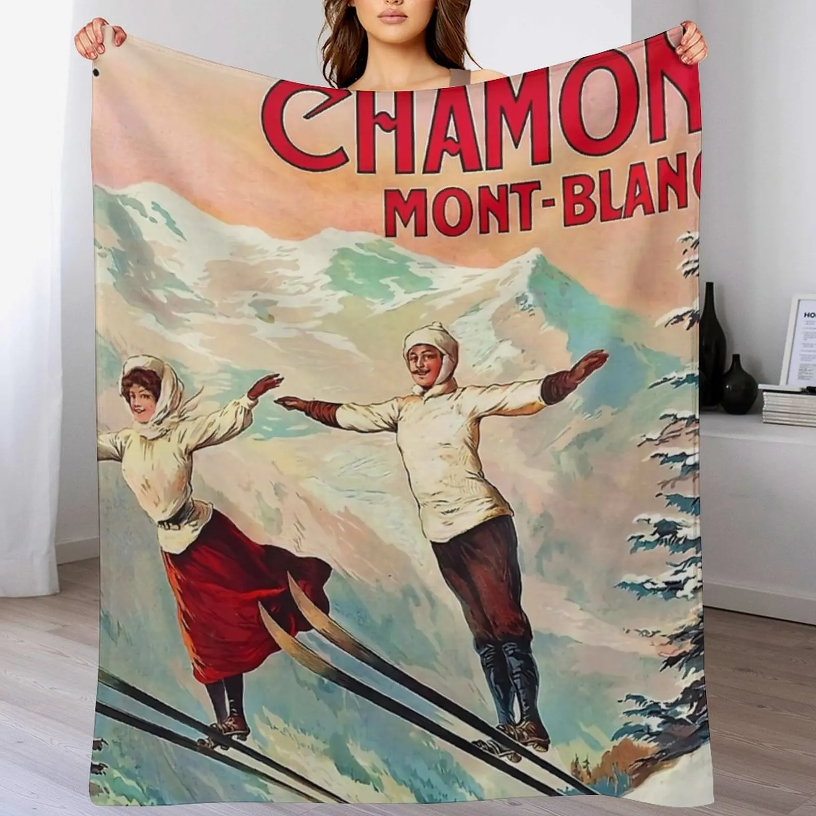 Chamonix, Mont Blanc - Vintage Throw Blanket Warm Thin Giant Sofa Sofa Quilt Blankets