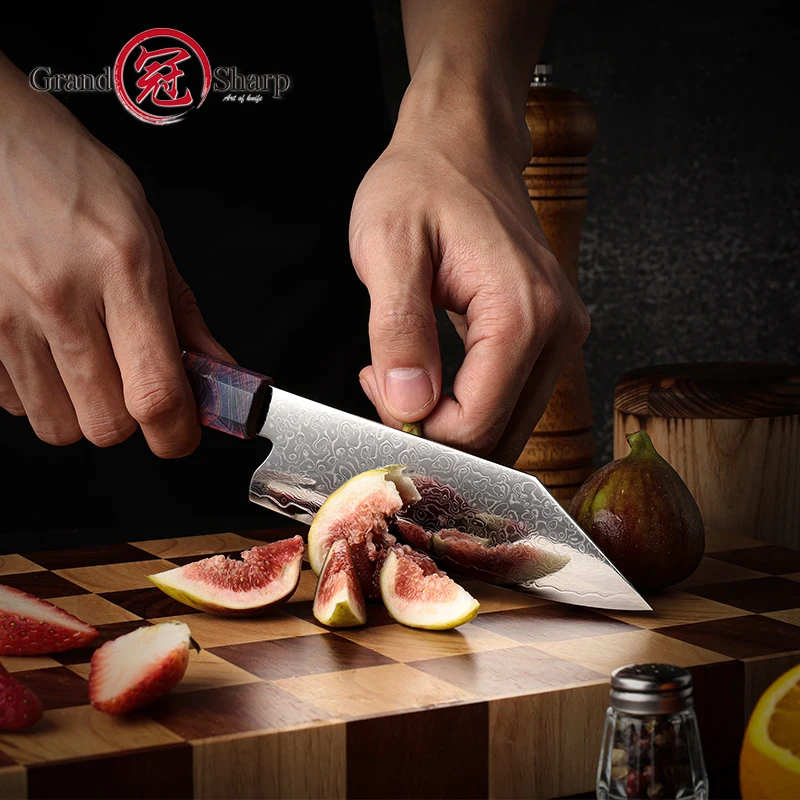 5.5 inch Kiritsuke Knife Japanese Damascus Steel Kitchen Chef Knives Vegetable Slicer Carved Utility Knife Tools Grandsharp