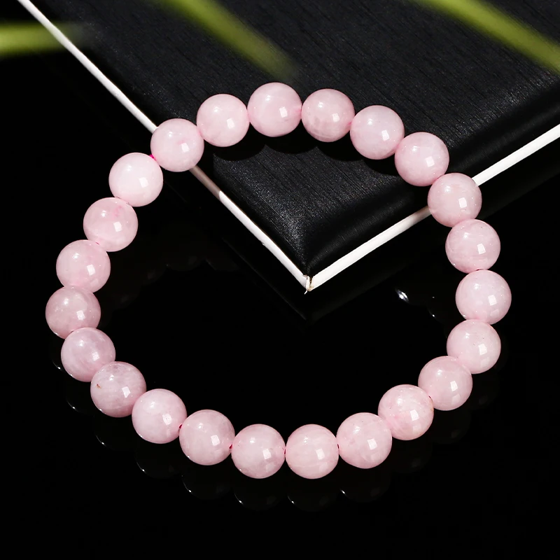 JD Natural Stone Pink Rose Quartz Crystal Beads Bracelet Women Reiki Healing Elastic Rope Jewelry Yoga Meditation Prayer Gifts