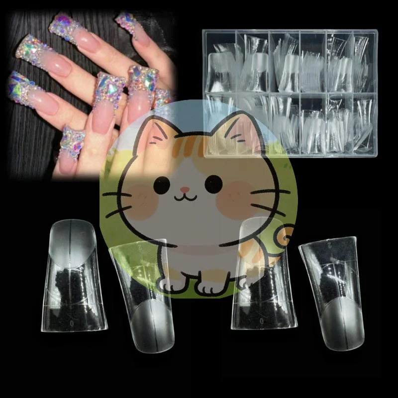 *120Pcs/Box Duckbill Shape Nail Molds Dual Form Full Cover Quick Building Gel Mold Acrylic False Nail Tips Extension Top Forms