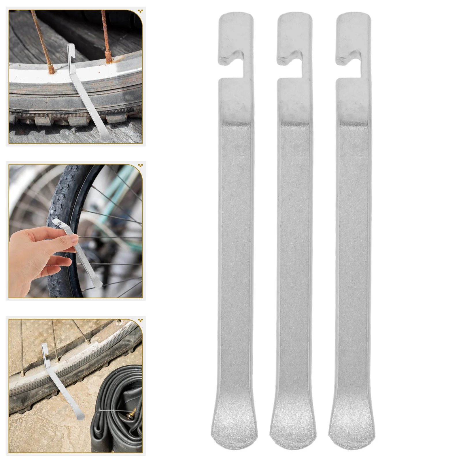 

3Pcs Steel Bike Tire Lever Set Heavy Duty Multifunctional Changing Tool Portable Durable for Road Mountain Bikes