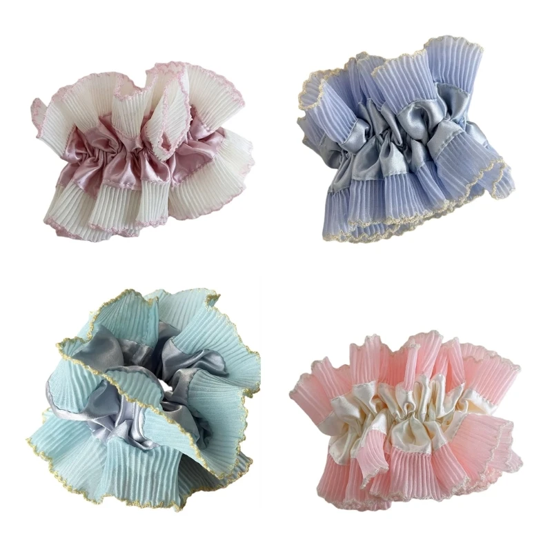 

Fashionable Scrunchies Large Elastic Scrunchy French White Bobbles Hairbands for Thick Hair Various Hairstyles Dropshipping