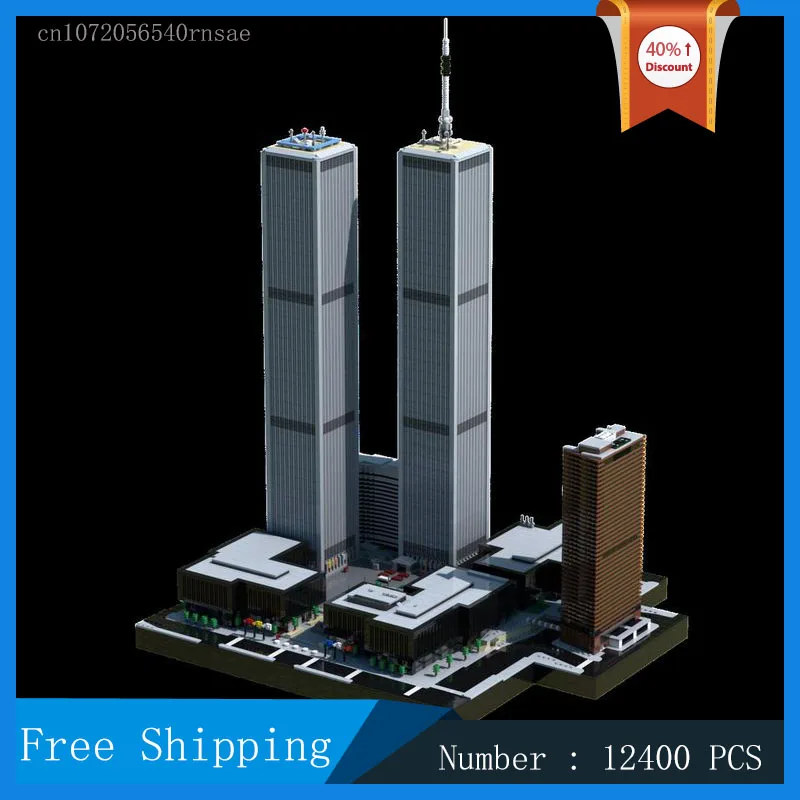 MOC City Street View Architecture The World Trade Center Model Building Block 1:650 Set Collection Series Toy Gifts