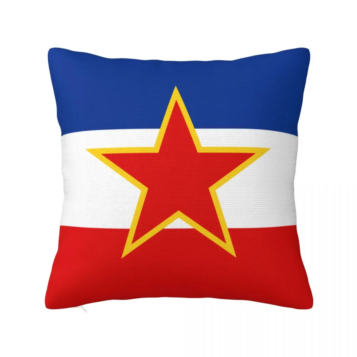 Yugoslavia Flag Pillowcase Polyester Cushion Cover Decorations Throw Pillow Case Cover Home Zippered 40X40cm