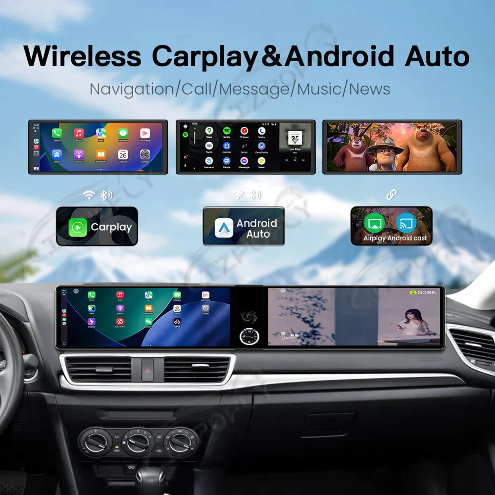 Dual 12.3 Inch Car Radio For Mazda Axela 2014-2019 Android13 CarPlay HD Screen GPS Navigation Multimedia Player Stereo Head Unit