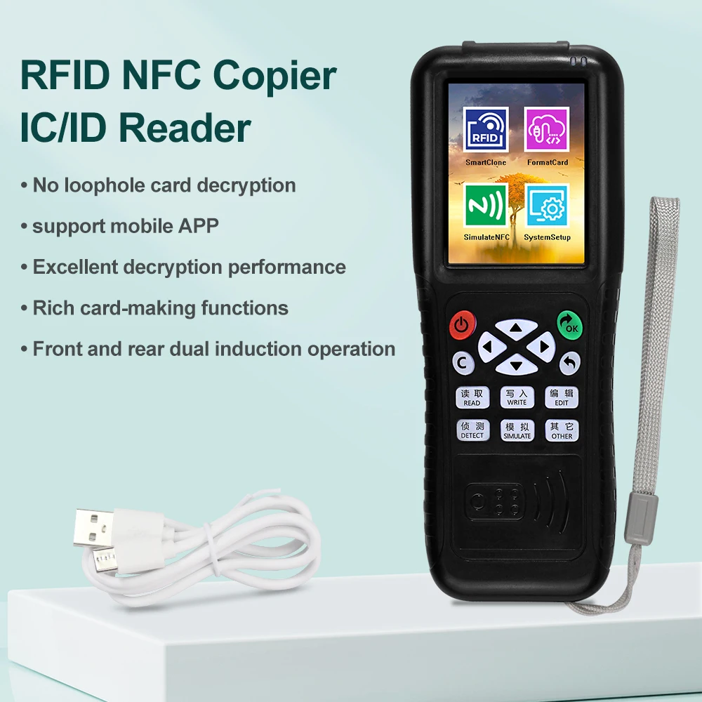 Super RFID Card Copier Duplicator Access Control ID/IC Card Full Encryption Decoding Machine Mobile Phone NFC Reader Writer