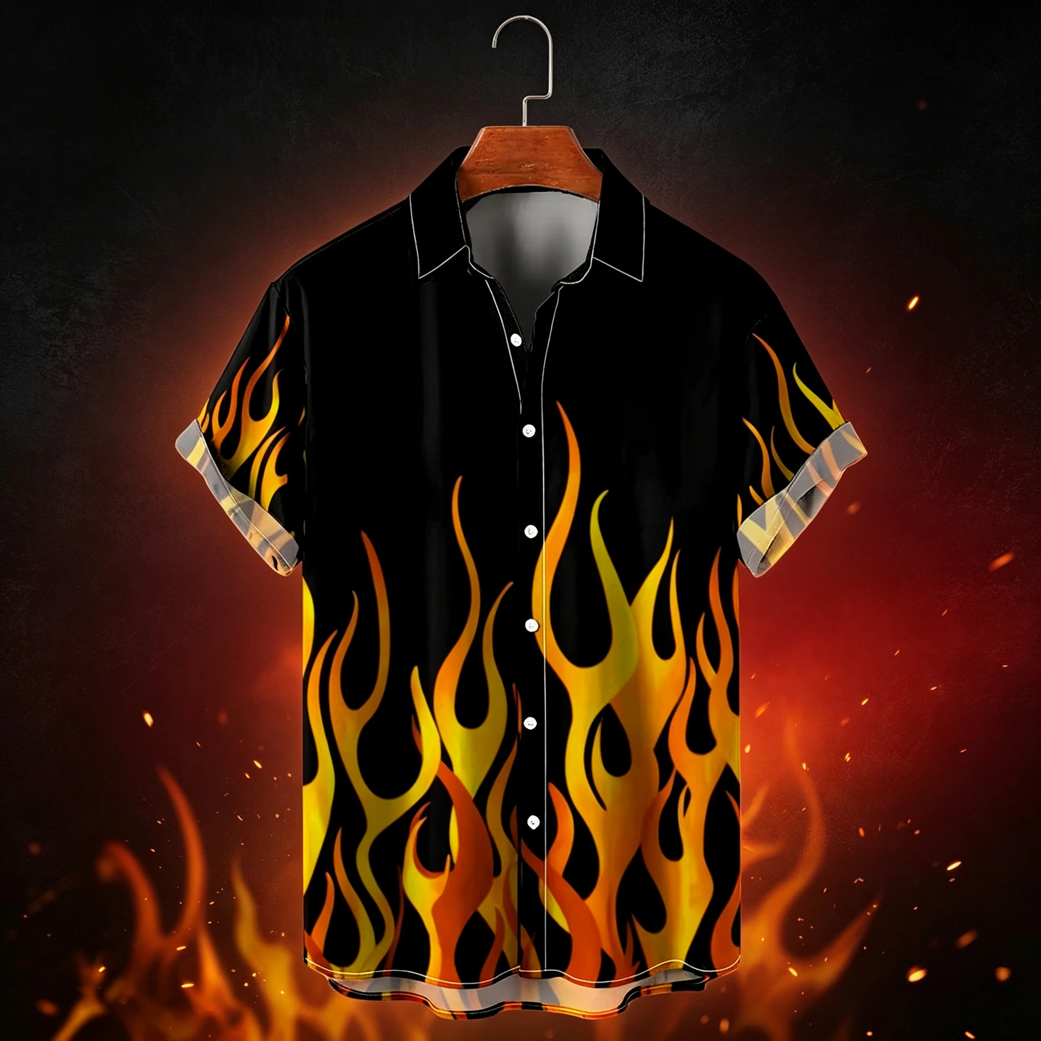 Men's Shirt with 3D Print, Turn-Down Collar, Button-Up, Hawaiian Short Sleeve Shirt