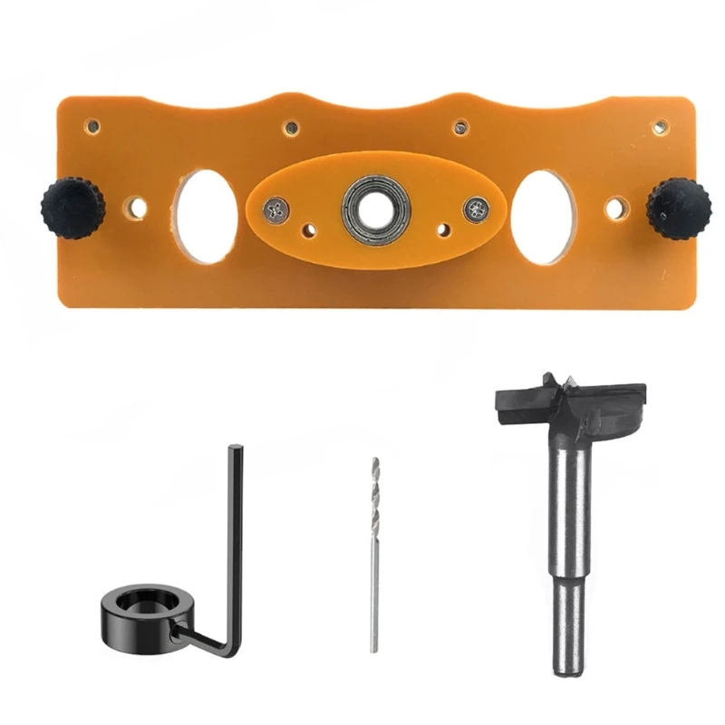 Conjunto gabarito dobradiça oculta para carpintaria, 35mm, localizador guia perfuração dobradiça chata