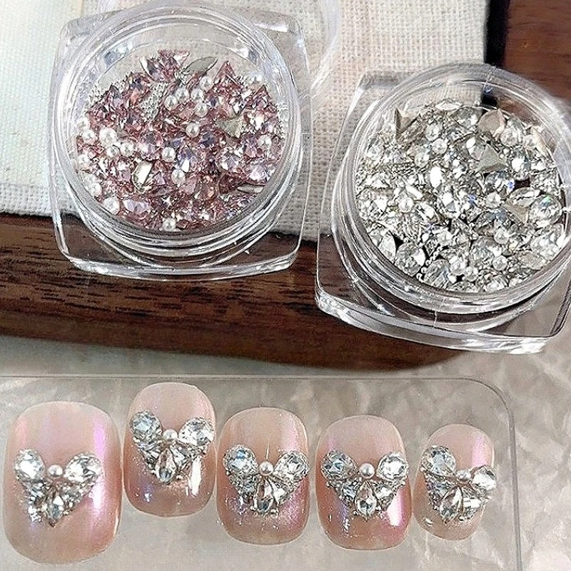 Geometric Rhinestone Splicing Crystal Heart Flat Bottom Water Droplet Zircon Drill Nail Art Decoration Accessories Manicure Tool