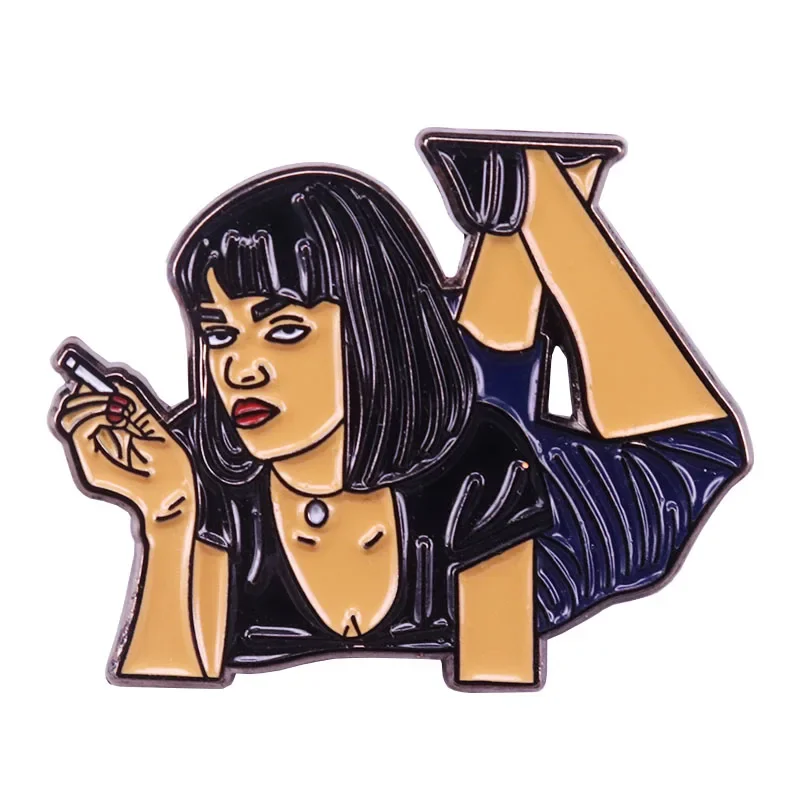 Pulp Fiction Enamel Pin God Damn Be Cool Honey Bunny Mia Wallace Brooch Quentin Tarantino Classic Movie Jewelry Accessories