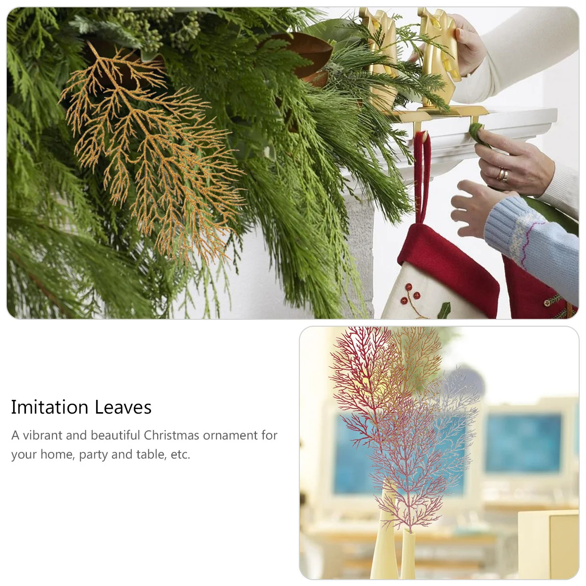 

12Pcs Christmas Decoration Leaves Imitation Artificial Creative Table Decor Indoor Outdoor Christmas Ornament Imitation Leaves