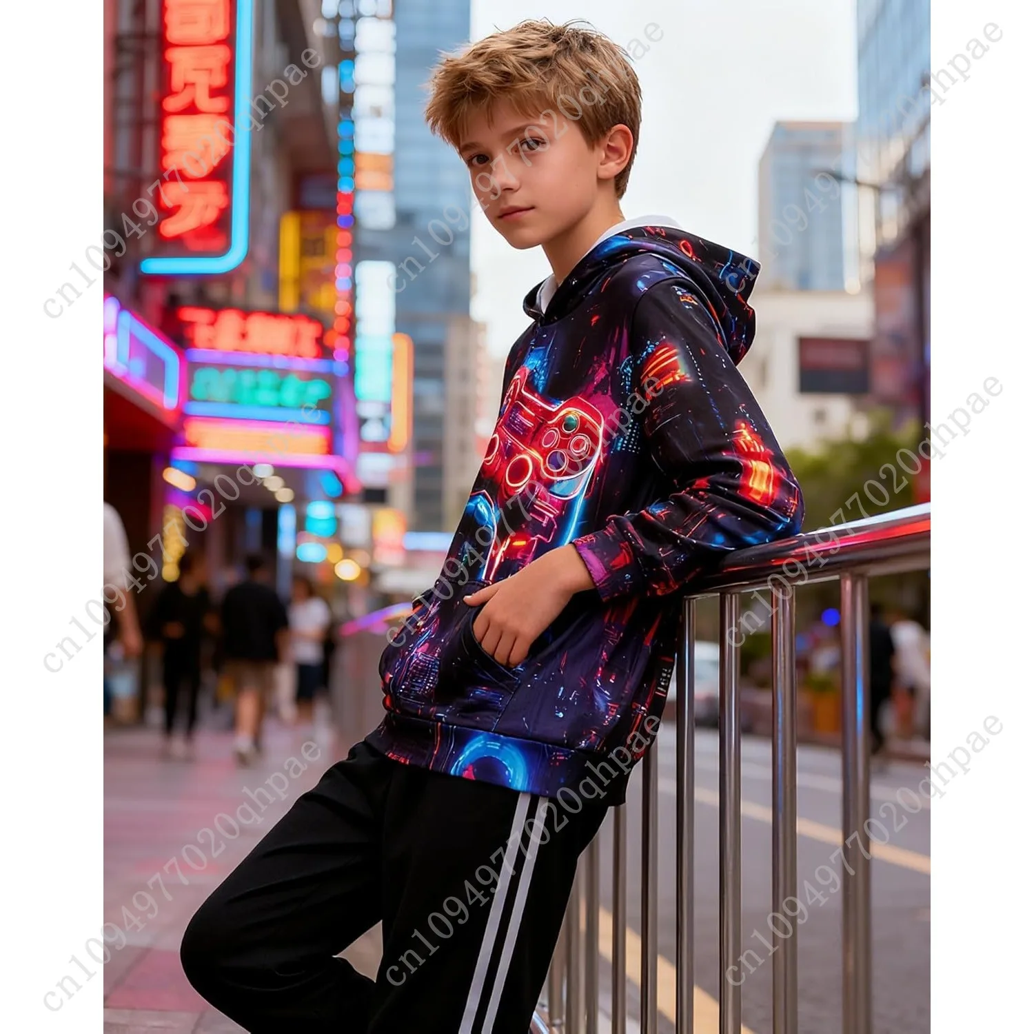 Idgreatim Jongens 3D Grafische Hoodies Kinderen Casual Sport Dunne Sweatshirt Maat 7-14T