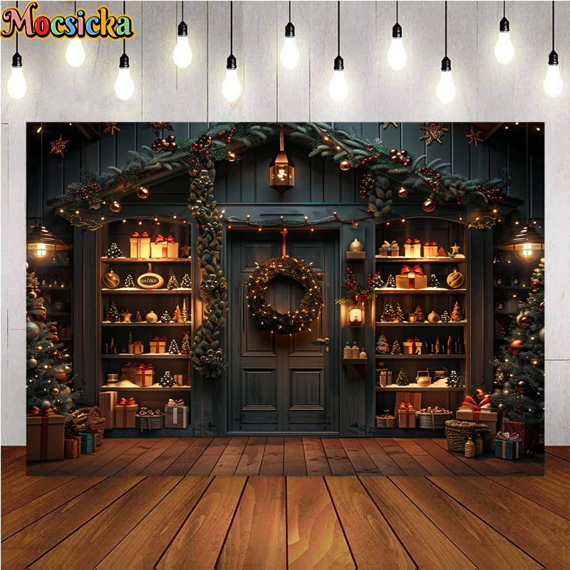 Mocsicka الشتاء عيد الميلاد التصوير خلفية شجرة عيد الميلاد هدية متجر عطلة حفلة الأسرة صورة صور الخلفيات الاستوديو