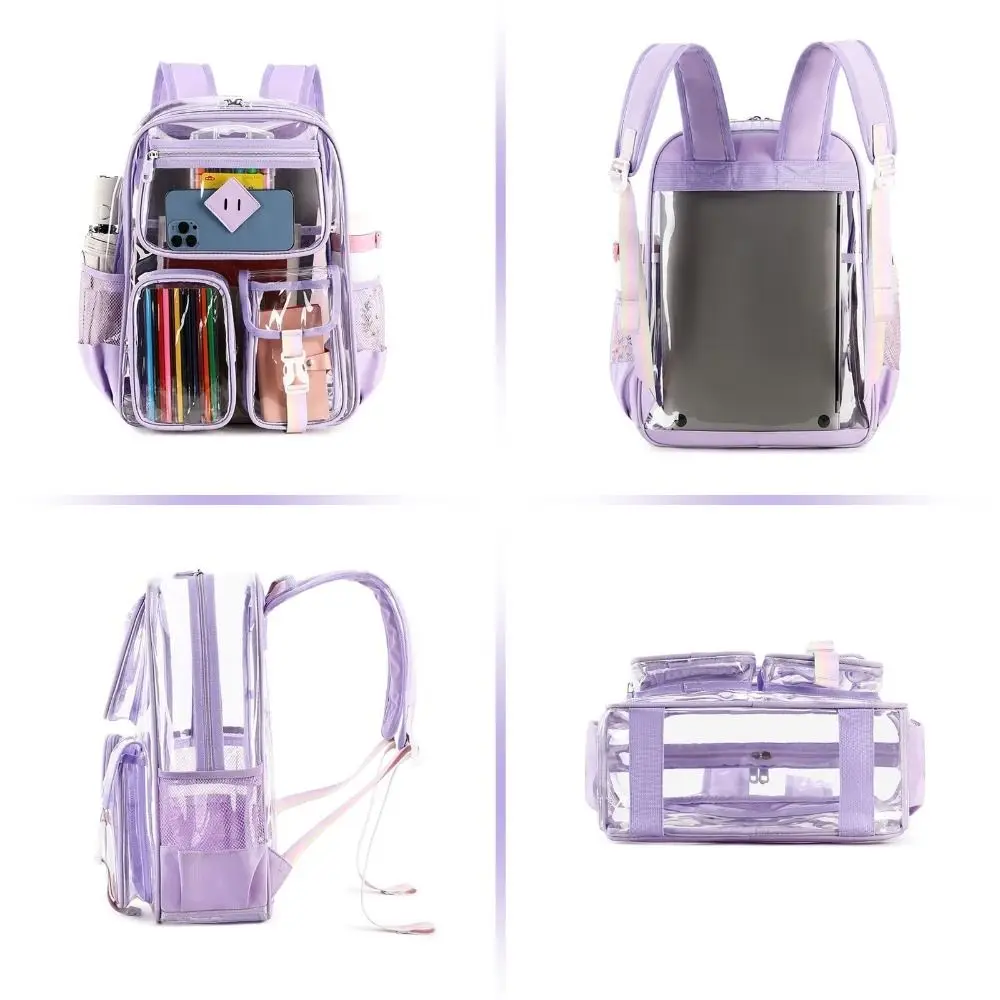 New Transparent Schoolbag Large Capacity Versatile Computer Bag Adjustable Strap Waterproof Shoulders Bag