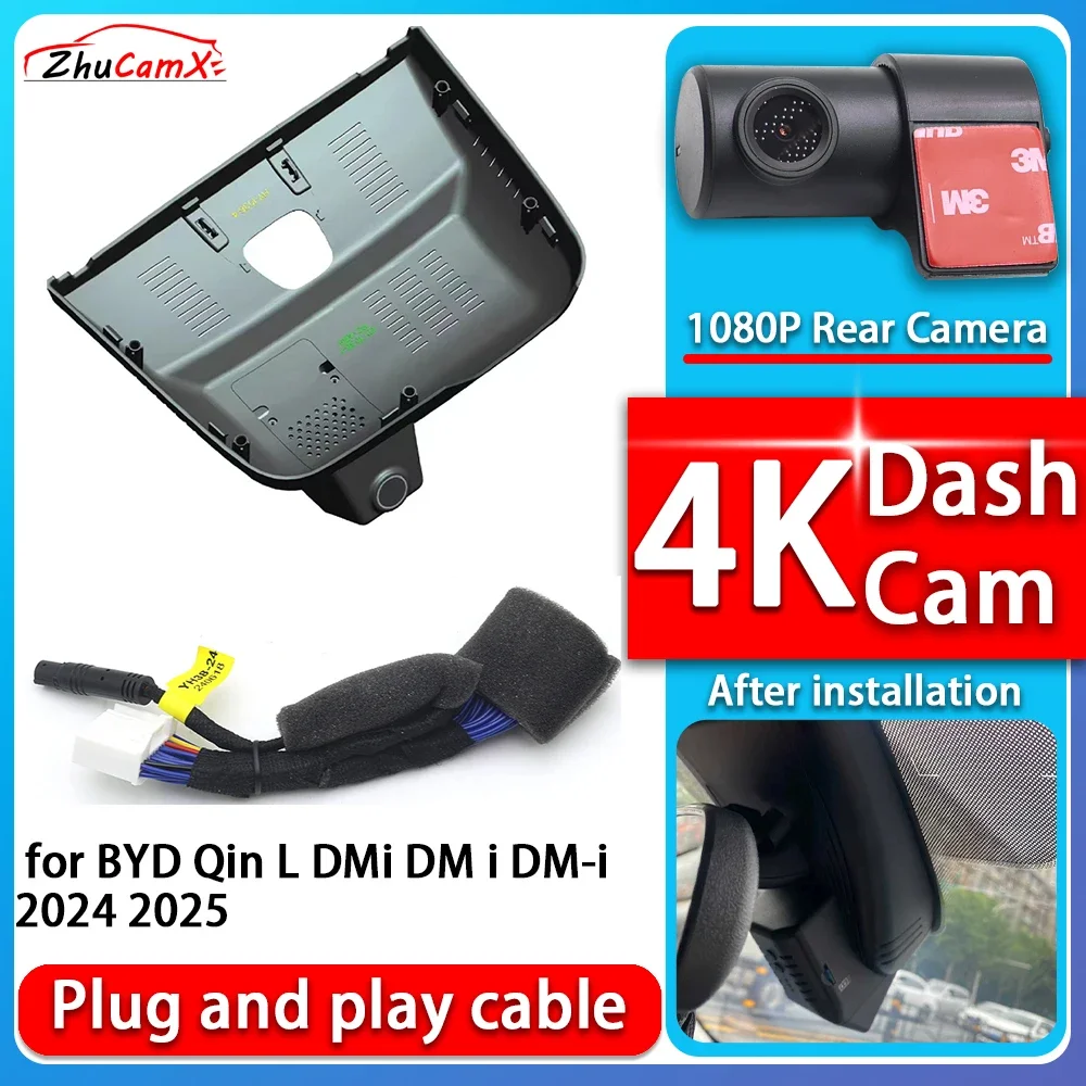 

4K 2160P Camera Plug and Play Dash Cam Video Night Vision For BYD Qin L DMi DM i DM-i 2024 2025