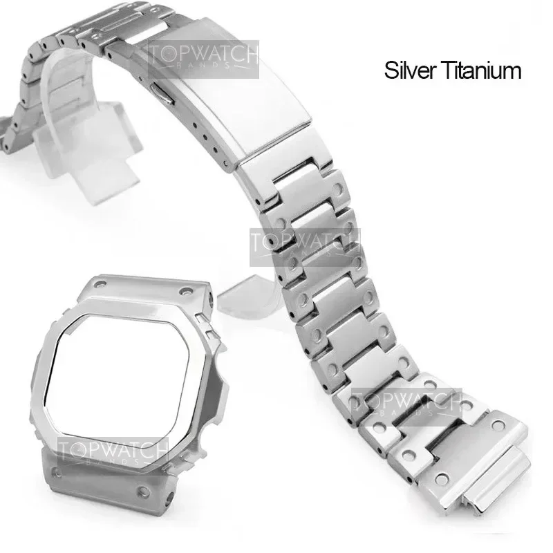 Titanium Alloy Watch Strap Band Bezel For DW5600 GW5000 GW-M5610 Camouflage Bracelet Watch Cover With Tools Supper Light 5 Color