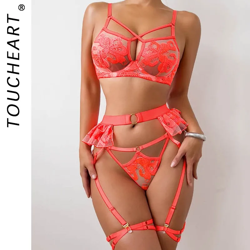 

Эротическое белье Toucheart, юбка с цветочной вышивкой и рюшами, сексуальное прозрачное облегающее нижнее белье с открытой спиной премиум-класса, соблазнительное нижнее белье