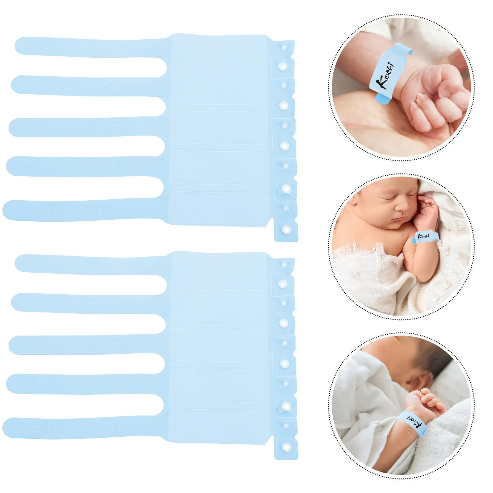 

100Pcs Newborn Hospital Wristbands Disposable PVC Waterproof Writable Medical Id Bands for Babies Soft Skin Friendly Secure Snap