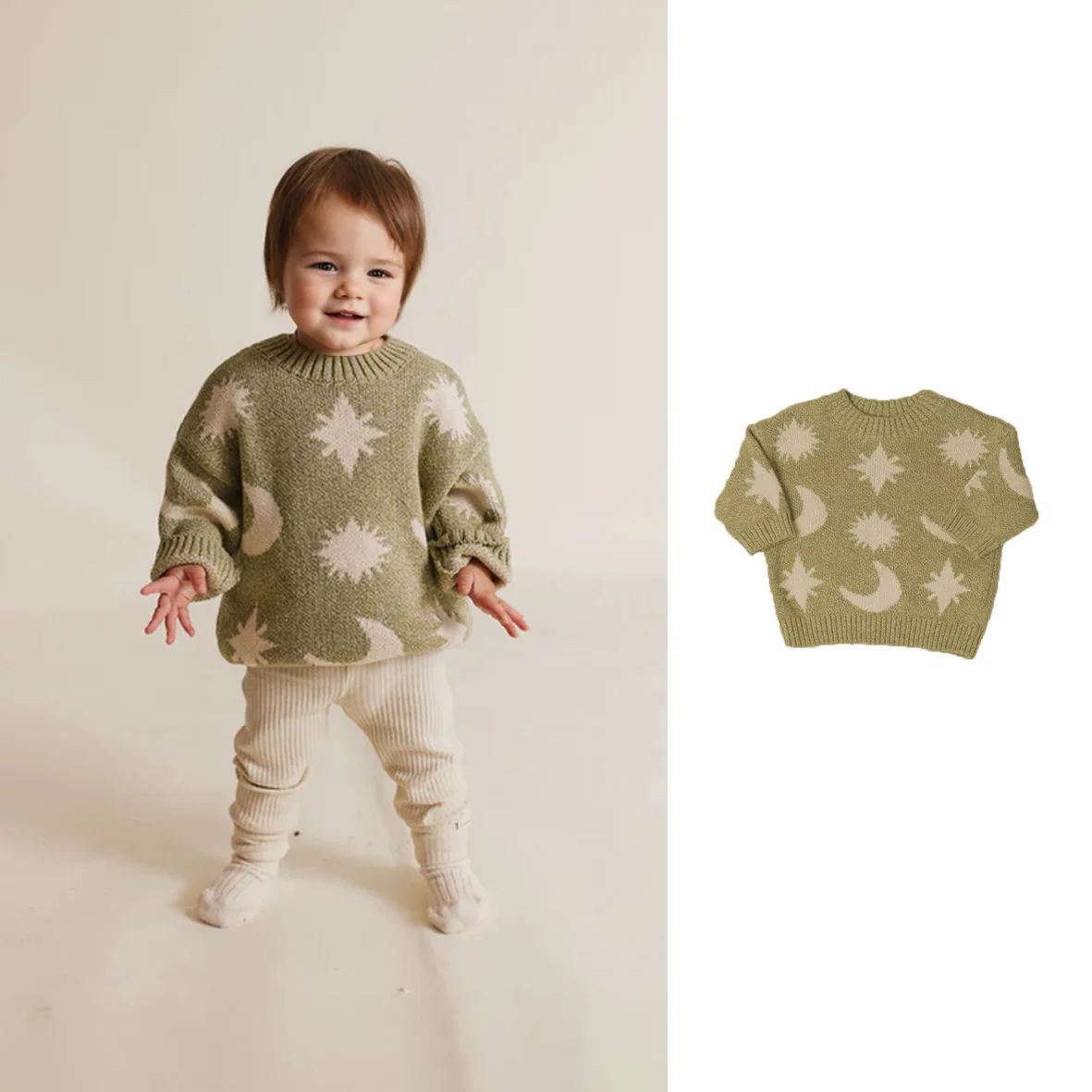 Sweter dziecięcy 2025 Jesień/Zima Nowość Chłopcy i Dziewczynki Uroczy Sweter z Kreskówką Okrągły Dekolt Jesienno-Zimowy Ciepły Sweter Dzianinowy