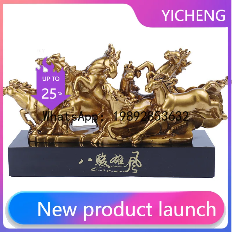 

ZZ Eight Horses Office Ornament Crafts Large Horses to Success Home Living Room Wine Cabinet TV Cabinet Decorative