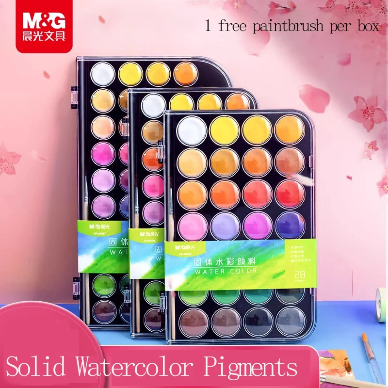 

M&G Solid Pigment Watercolor Paint Set 12/28/36/48 Colors Painting Drawing Tools Professional Children's Art Special Hand Painti
