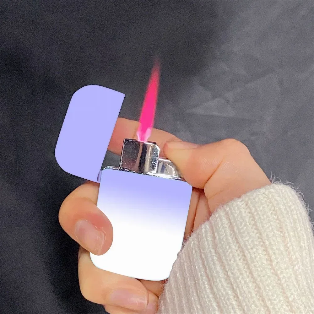 New Wind Proof Metal Rainbow Lighter Red Flame Turbine Butane Inflatable Lighter Cigarette Accessories High Beauty Gifts