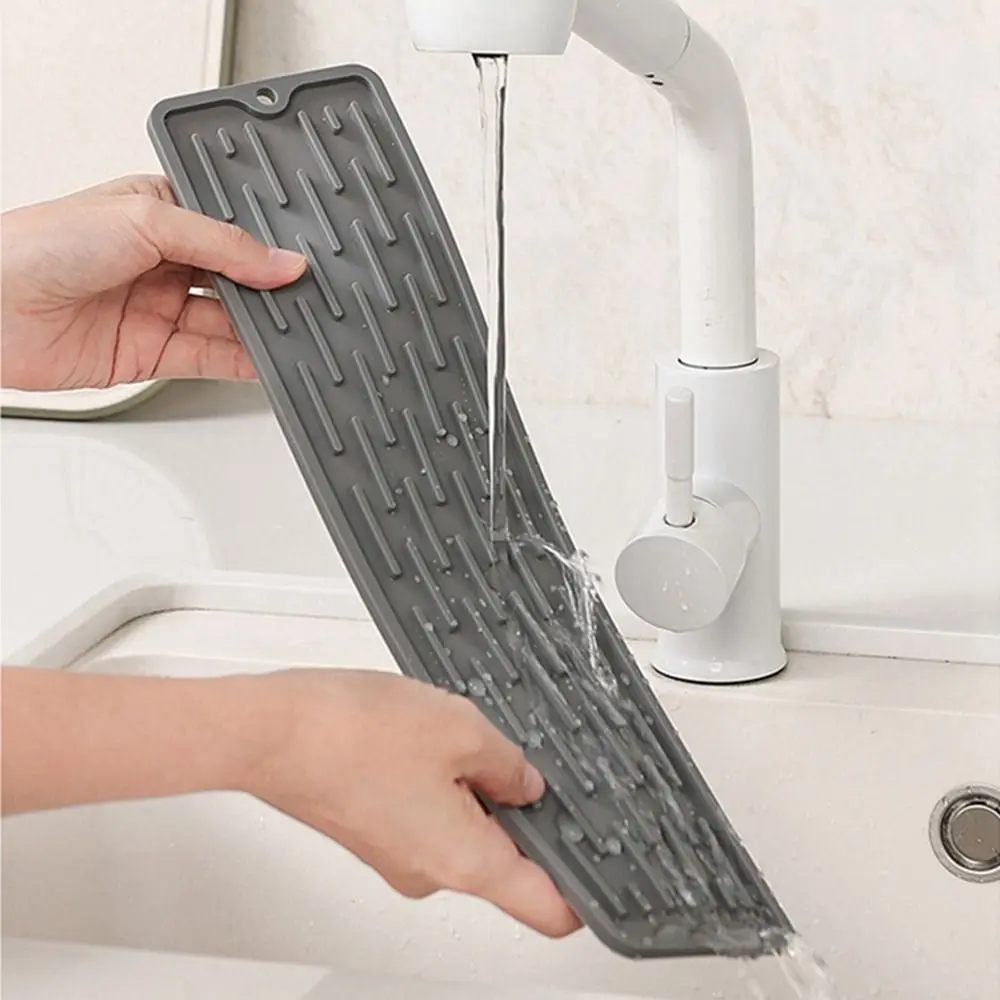 1Pcs Splash Bathroon Accessories Anti-skid Heat-insulation Faucet Mat Water Catcher Mat Countertop Protector Sink Drain Pad