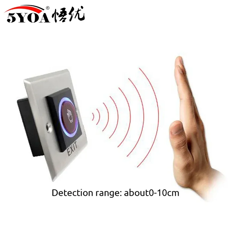 5YOA No Touch Square Stainless Steel Metal Door Release Switch Exit Button Touchless IR Contactless Infrared Enhanced Hygiene