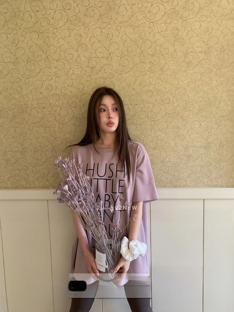 

KAS Loose round Ne Printed Mid-Length ort Sve T-irt Casual Long Sve Base irt Women's Spring Faion T-irt