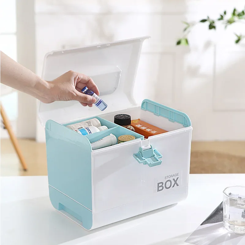 

Multi-layer First Aid Kit Storage Organizer Medicine Box Portable Medical Kits PP Plastic Drawer Drug Storage Box Chest Home