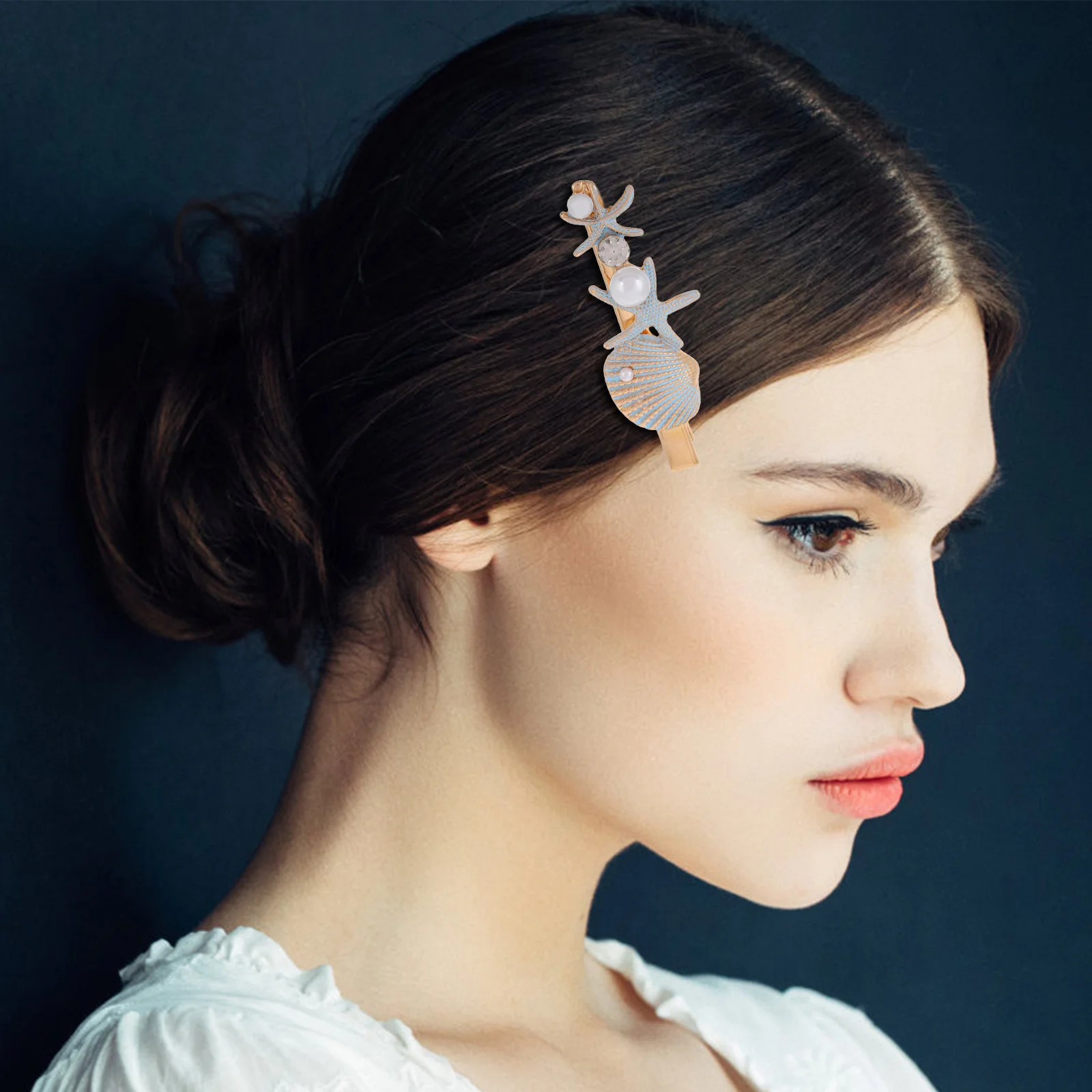 

2 pcs Sea Star Hair Clips Korean Design Seashell Ponytail Clip For Women Duck Bill Hairpins Metal Star Hair Grips Styling