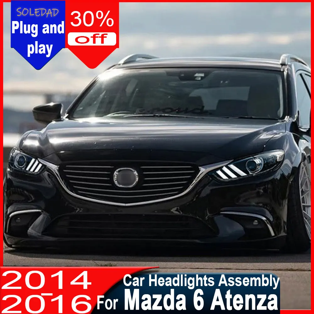 For Mazda 6 Atenza 2014 2015 2016 Car Head Lamp Drl Projector Lens Automotive Accessories Plug and play LED Headlight