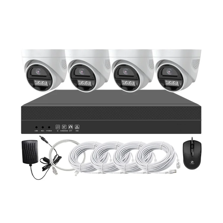 Sistemas de seguridad para el hogar IR a todo color De Seguridad Dome Set 4CH 4MP POE NVR Kit Sistema de cámara CCTV