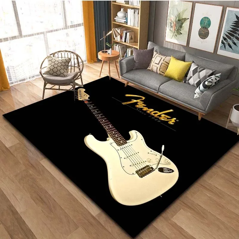 FENDER-F Guitar Retro Music Living Room Carpet Gift Soft Yoga Rug Area Rug Bedroom Decor Non-slip Bedroom Rug Bathroom Mat Rugs