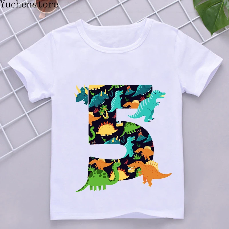 Tenue Fête Enfant T-Shirt Anniversaire 3 Ans Fille Dinosaure - Coton, Manches Courtes, Broderie, Cadeau Fête Haut Coton 3 Ans