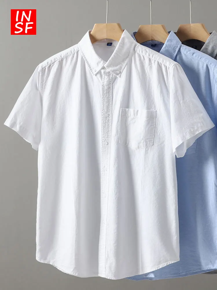 

Мужская летняя белая повседневная рубашка из чистого хлопка в американском стиле, дышащая, для бизнеса, верхняя одежда для мужчин