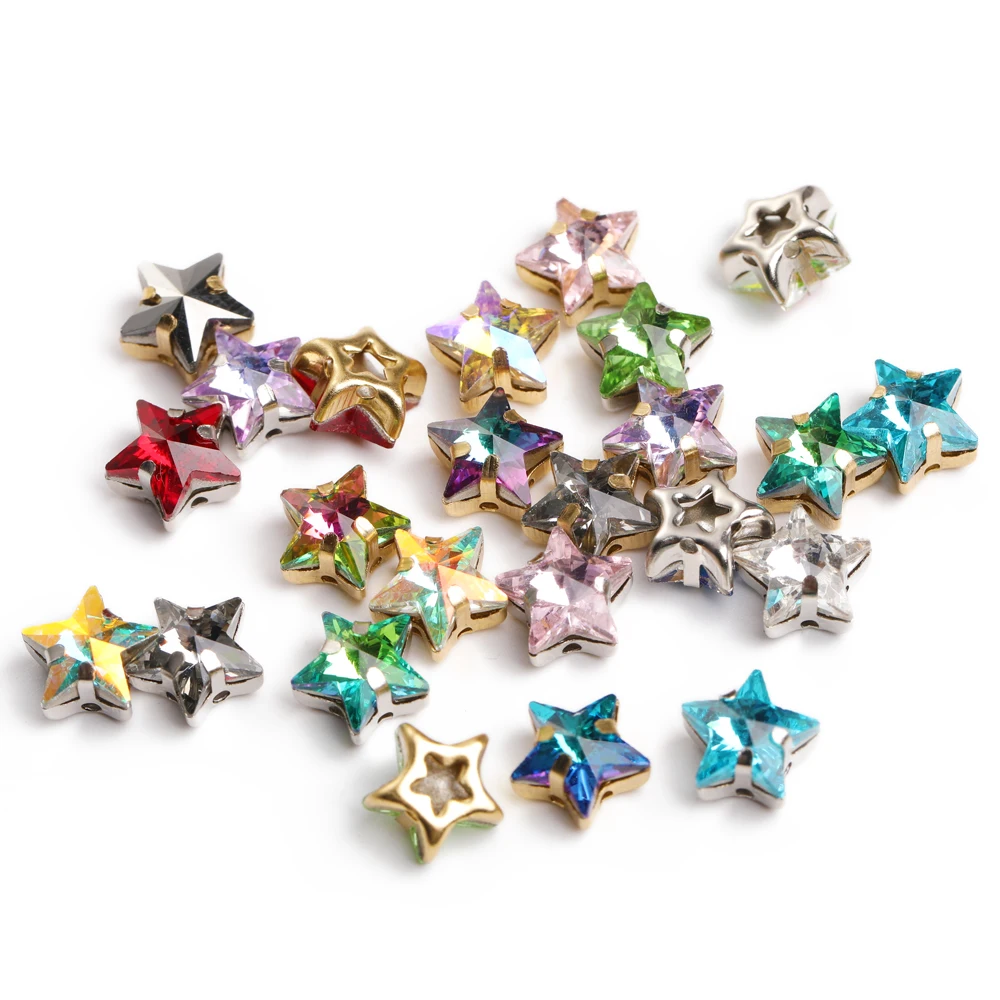 8-10mm Stars Rhinestone Frame Hollow Out Needlework Parts Claws Thicken Copper Material Sewing Claws Fancy Stones Base Container