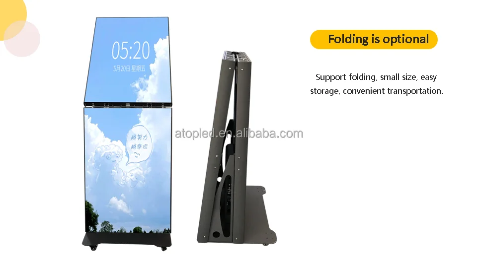 Portable P2.5 Indoor LED Poster Screen Foldable Aluminum Stand Display for Retail Advertising WiFi App Control Movable