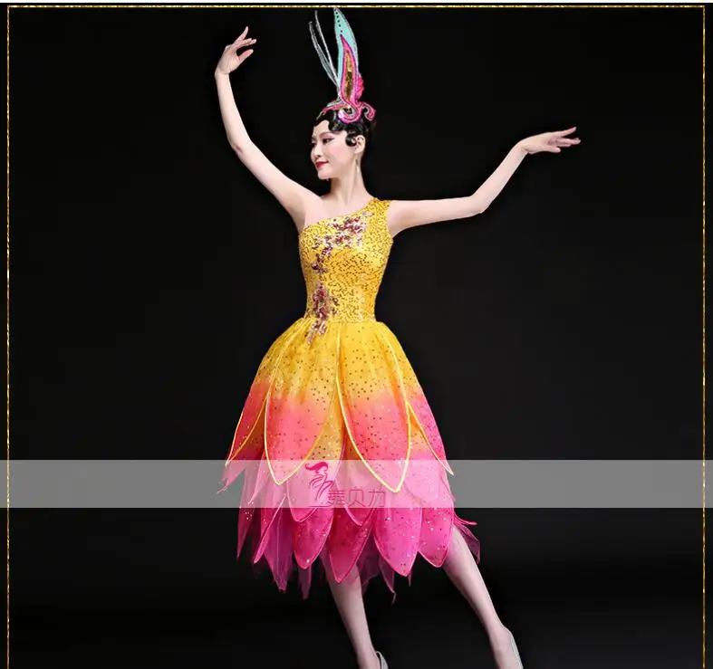 

Women's Modern Dance Petal Poncho Skirt Stage Flower
