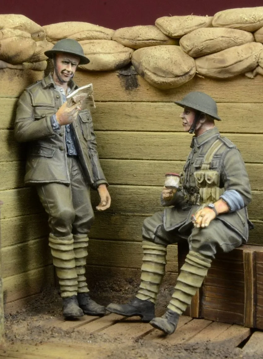 1/35 Scale Resin Figures Assembled Model Kits WWI British Infantry 2 Figure Hobby Miniature Toy Gift Unassambled Unpainted