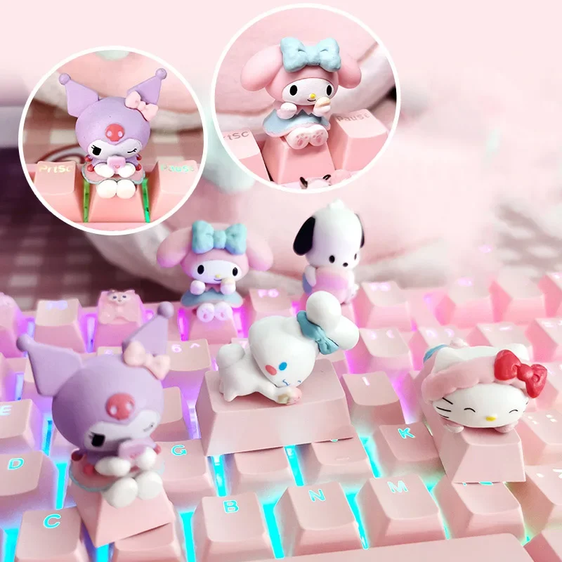 

Kawaii мультфильм Hello Kittys Kuromi механическая клавиатура колпачок для клавиш Мелодия понравико Cinnamoroll аниме персональная игра удалить клавиши Esc