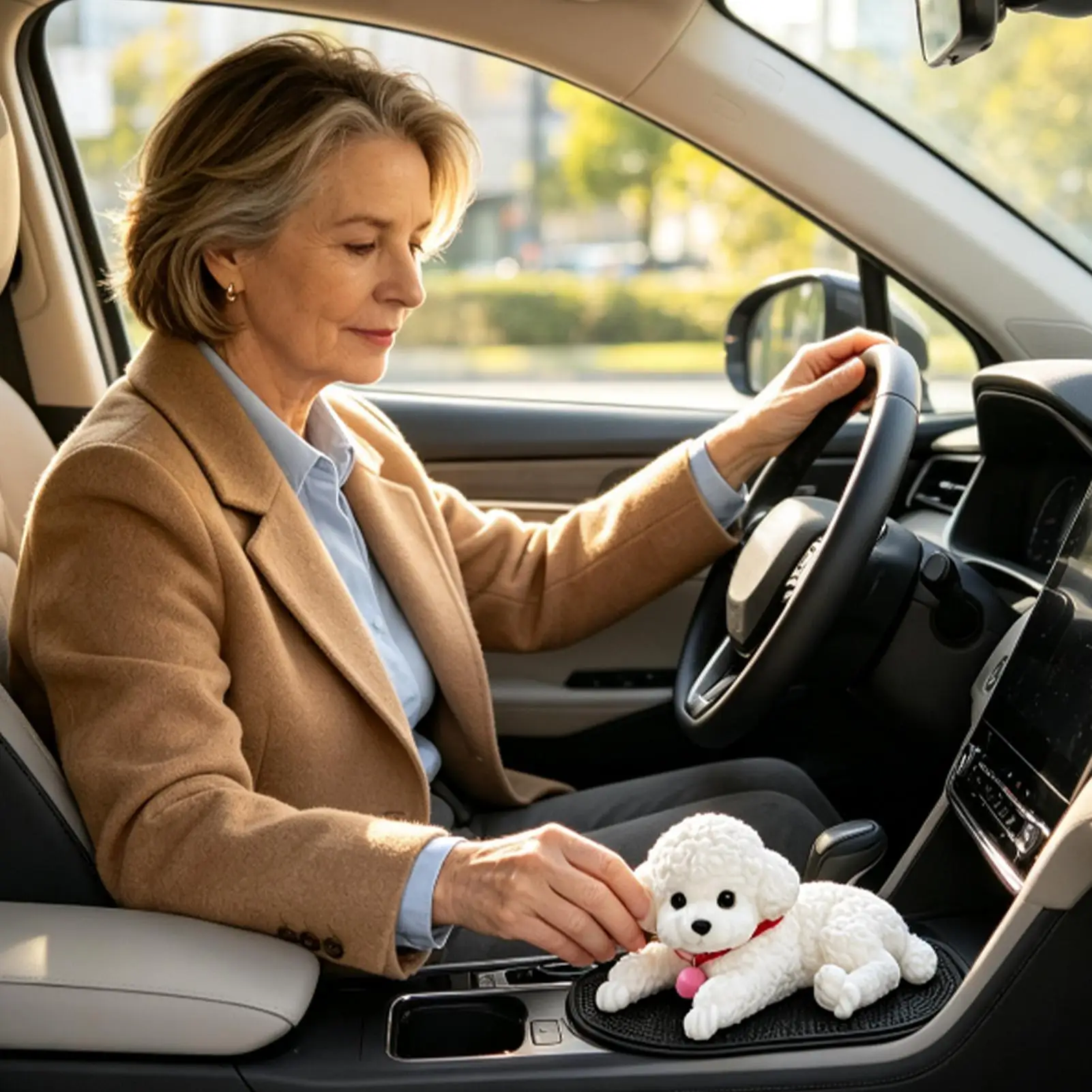 Soft Puppy Dashboard Decoration Realistic Toy Collectible Miniature Auto Dashboard Ornamet Mini Dog Car Interior Decoration