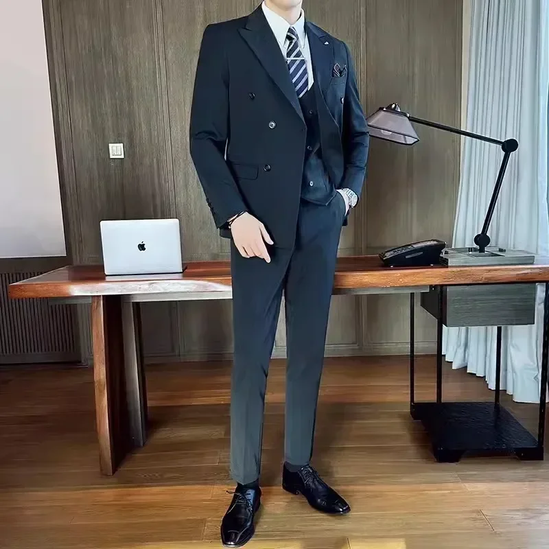 H428 Men's suit slim fit business formal casual groom wedding